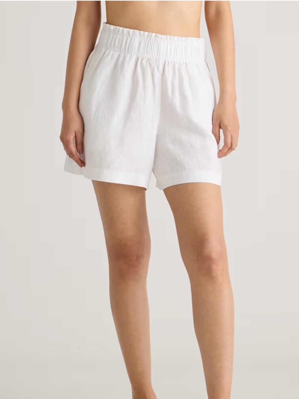 Quince White High-Waist Linen Shorts - Picture 2 of 8